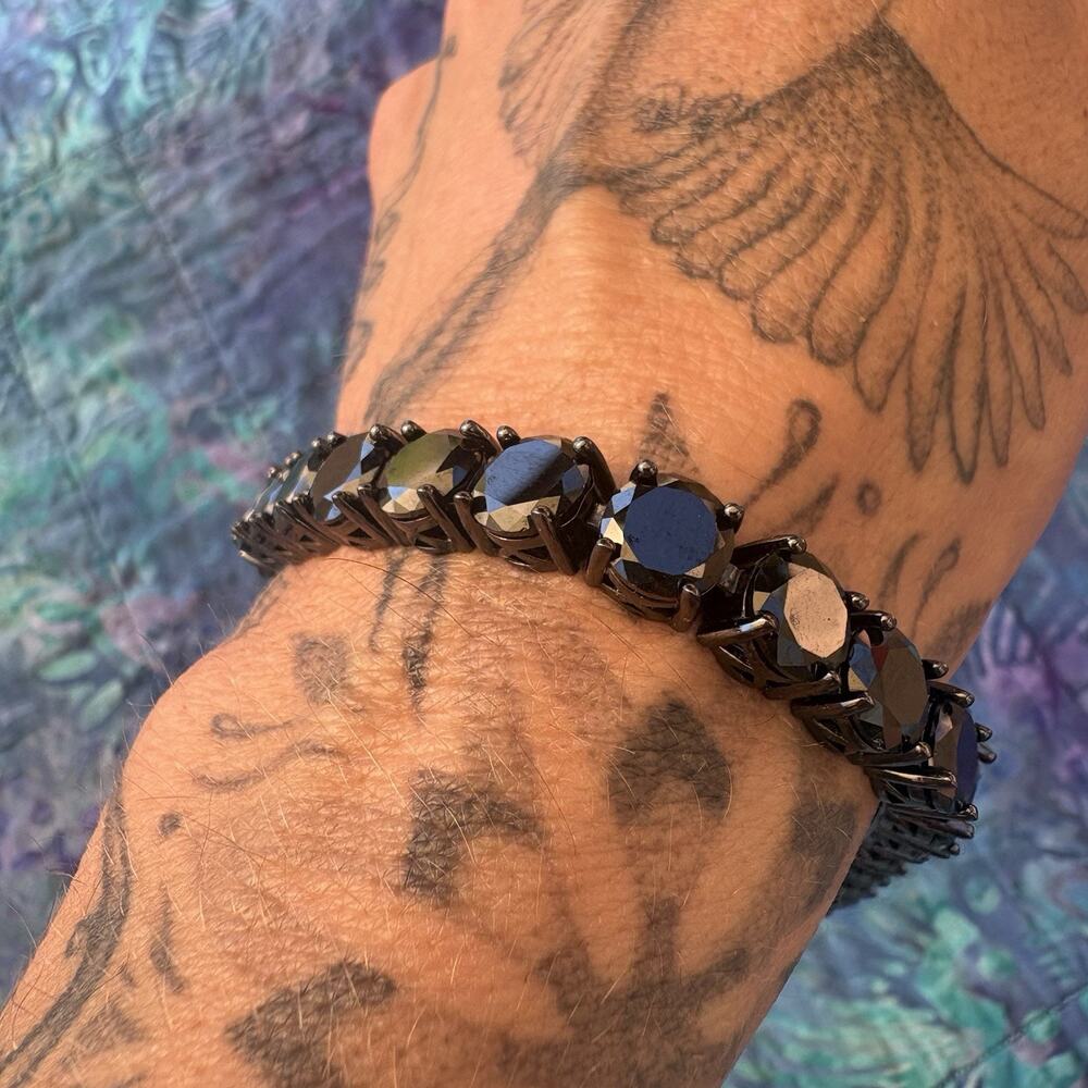 Park Lane Impressions Black Rhinestone Black Jewels Chunky Bracelet EUC